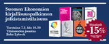 Suomen Ekonomien kirjallisuuspalkinnon julkistamistilaisuus Aleksilla 7. helmikuuta