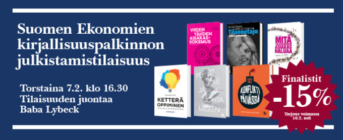 Suomen Ekonomien kirjallisuuspalkinnon julkistamistilaisuus Aleksilla 7. helmikuuta