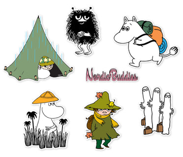 Tarrapakkaus Muumi 6 kpl, Muumipeikko, Nuuskamuikkunen, Haisuli ja Hattivatit NordicBuddies