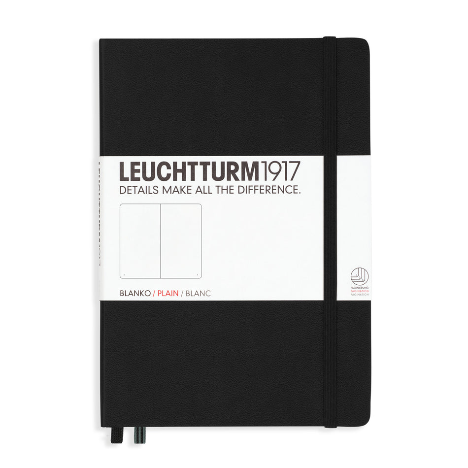 Valokuva tuotteesta Muistikirja A5/251 sivua Leuchtturm1917 Plain Hard Black, tyhjät sivut, kuuluu tuoteryhmään Muistikirjat.