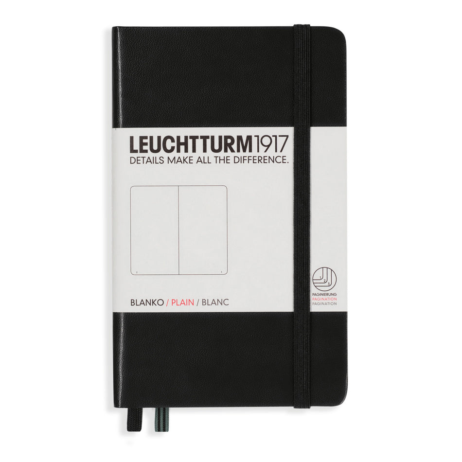 Valokuva tuotteesta Muistikirja A6 Leuchtturm1917 Hard Black plain, kovakantinen blanco, kuuluu tuoteryhmään Muistikirjat.