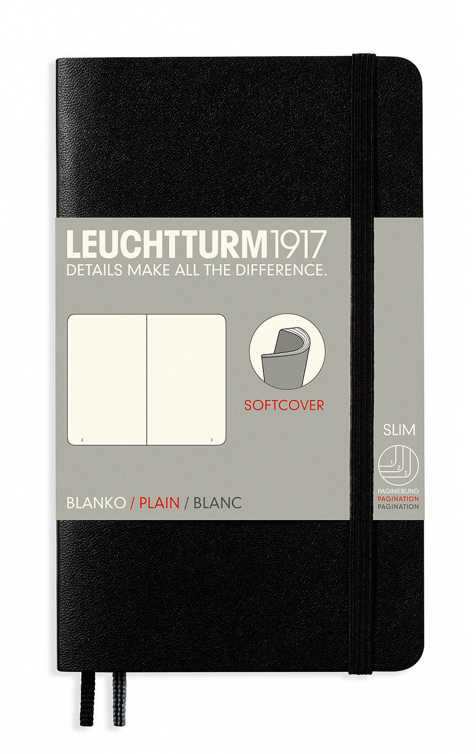 Valokuva tuotteesta Muistikirja A6 Leuchtturm1917 Soft Black plain, pehmeäkantinen blanco, kuuluu tuoteryhmään Muistikirjat.
