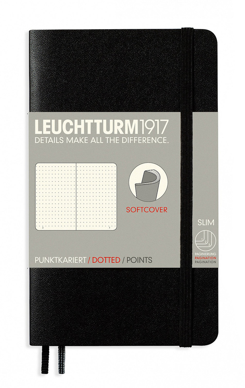 Valokuva tuotteesta Muistikirja A6 Leuchtturm1917 Soft Black dotted, pehmeäkantinen pistesivut, kuuluu tuoteryhmään Muistikirjat.