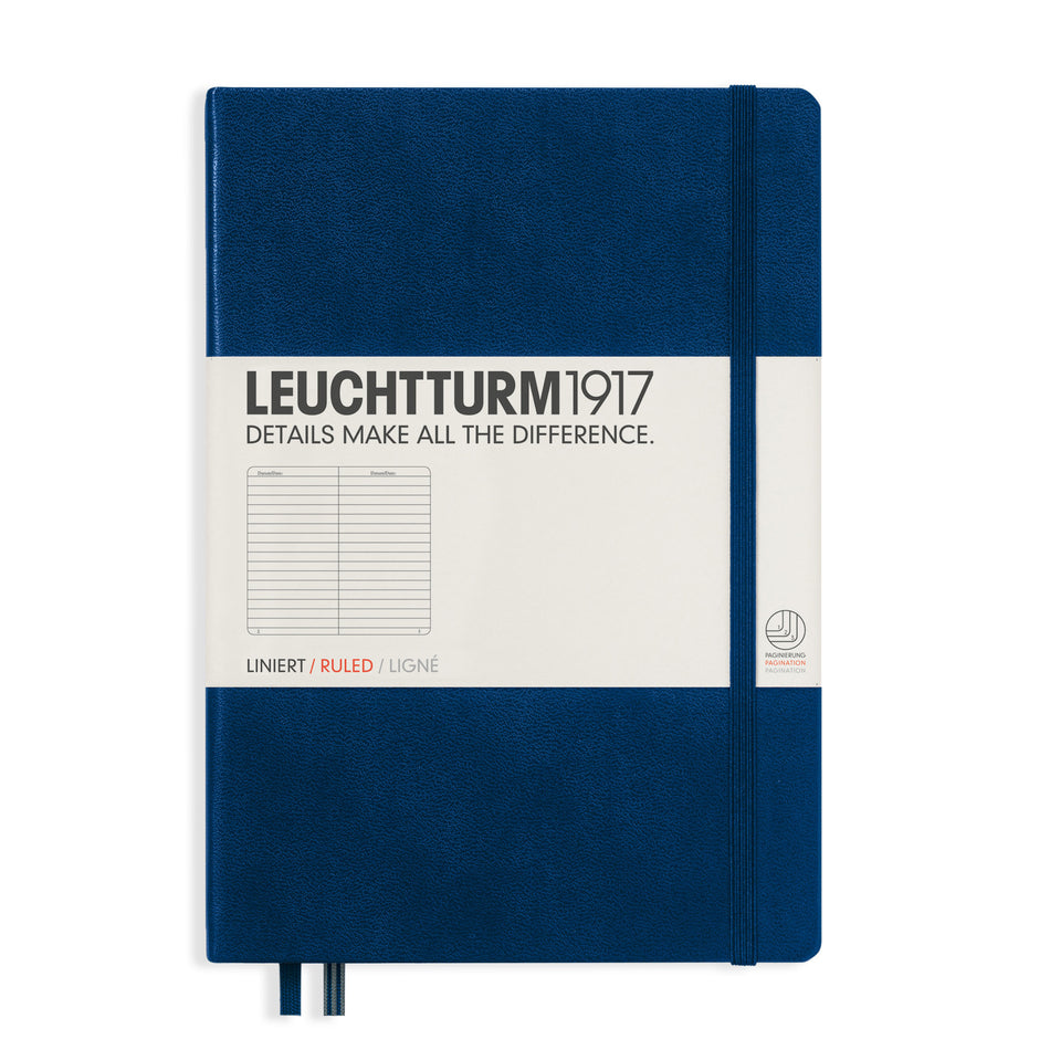 Valokuva tuotteesta Muistikirja A5 Leuchtturm1917 Hard Navy ruled, kovakantinen viivallinen, kuuluu tuoteryhmään Muistikirjat.