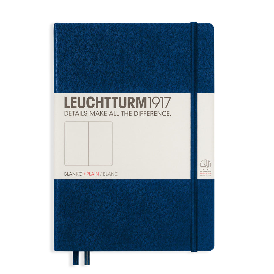 Valokuva tuotteesta Muistikirja A5 Leuchtturm1917 Hard Navy plain, kovakantinen blanco, kuuluu tuoteryhmään Muistikirjat.