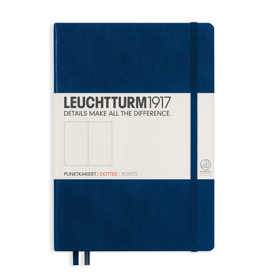 Valokuva tuotteesta Muistikirja A5 Leuchtturm1917 Hard Navy dotted, kovakantinen pistesivut, kuuluu tuoteryhmään Muistikirjat.