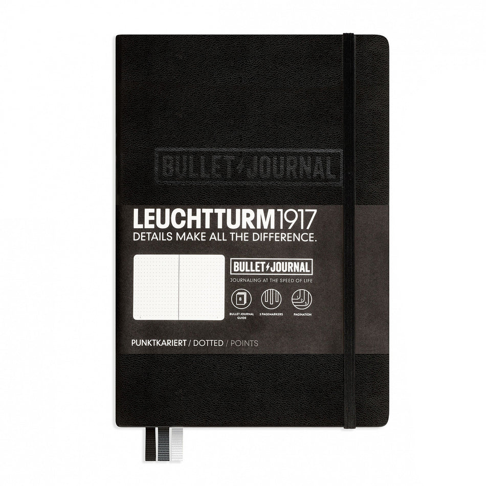 Valokuva tuotteesta Muistikirja A5 Leuchtturm1917 Bullet Journal black dotted, kovakantinen pistesivut, kuuluu tuoteryhmään Muistikirjat.