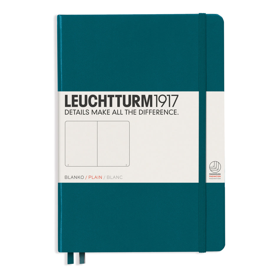 Valokuva tuotteesta Muistikirja A5 Leuchtturm1917 Hard Pacific Green plain, kovakantinen blanco, kuuluu tuoteryhmään Muistikirjat.
