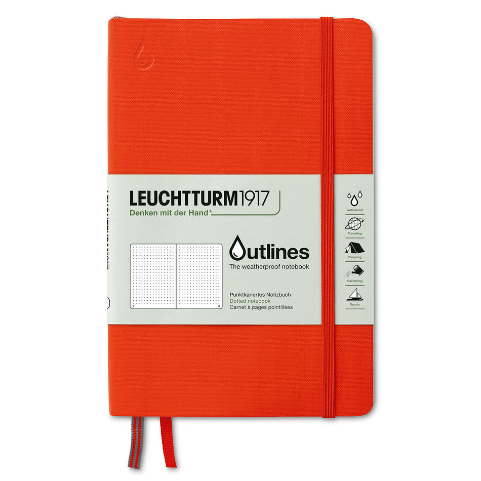 Valokuva tuotteesta Muistikirja B6 Outline Leuchtturm1917 vedenkestävä Signal Orange pistesivut, kuuluu tuoteryhmään Muistikirjat.