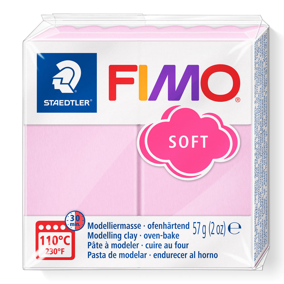 Valokuva tuotteesta Fimo Soft perusväri 205 light pink, kuuluu tuoteryhmään Askartelutarvikkeet.