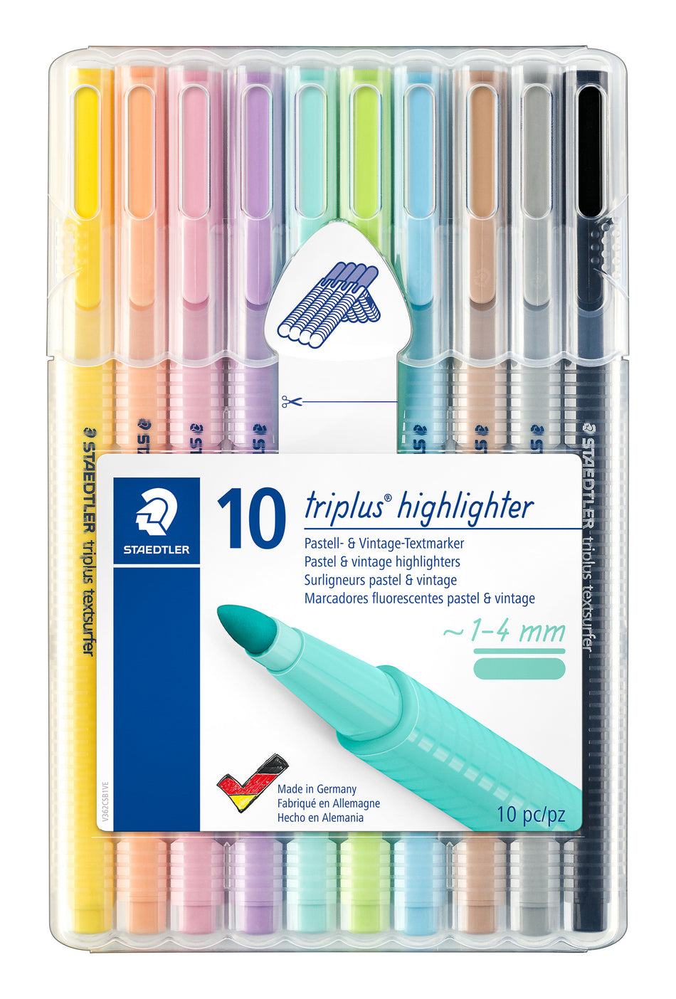 Valokuva tuotteesta Korostuskynä 10 kpl Staedtler triplus textsurfer pastellivärit, kuuluu tuoteryhmään Huopakynät.