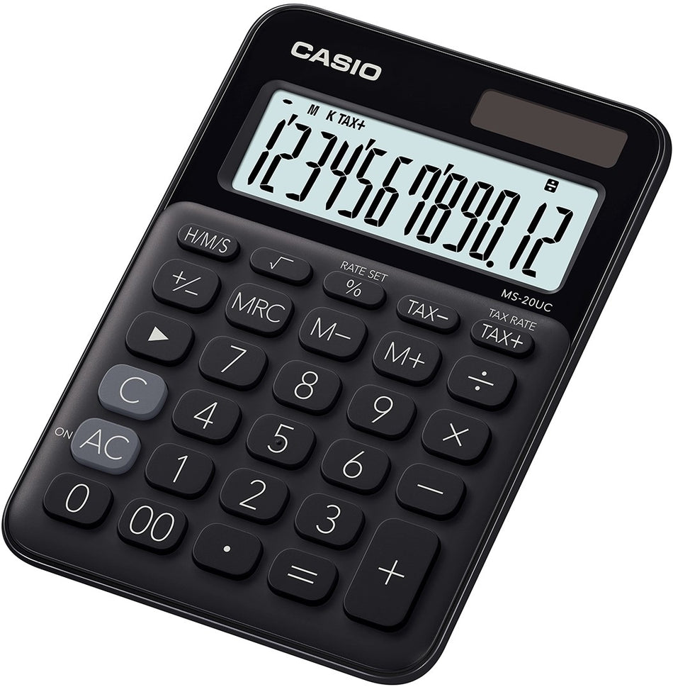 Valokuva tuotteesta Pöytälaskin Casio MS-20UC musta, kuuluu tuoteryhmään Nelilaskimet.