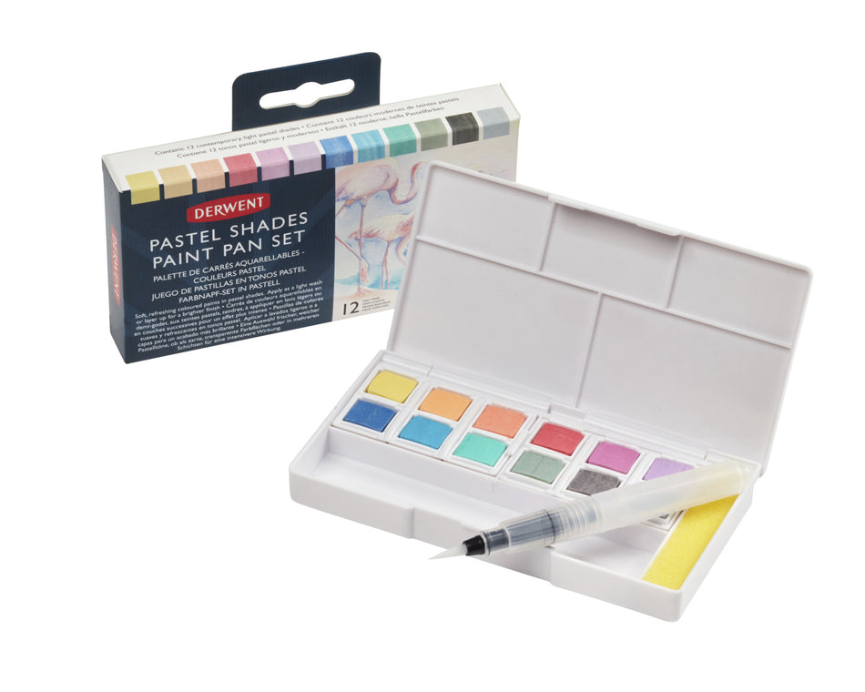 Valokuva tuotteesta Akvarelliväri 12 kpl Derwent Pastel Shades Paint Set, kuuluu tuoteryhmään Taidetarvikkeet.
