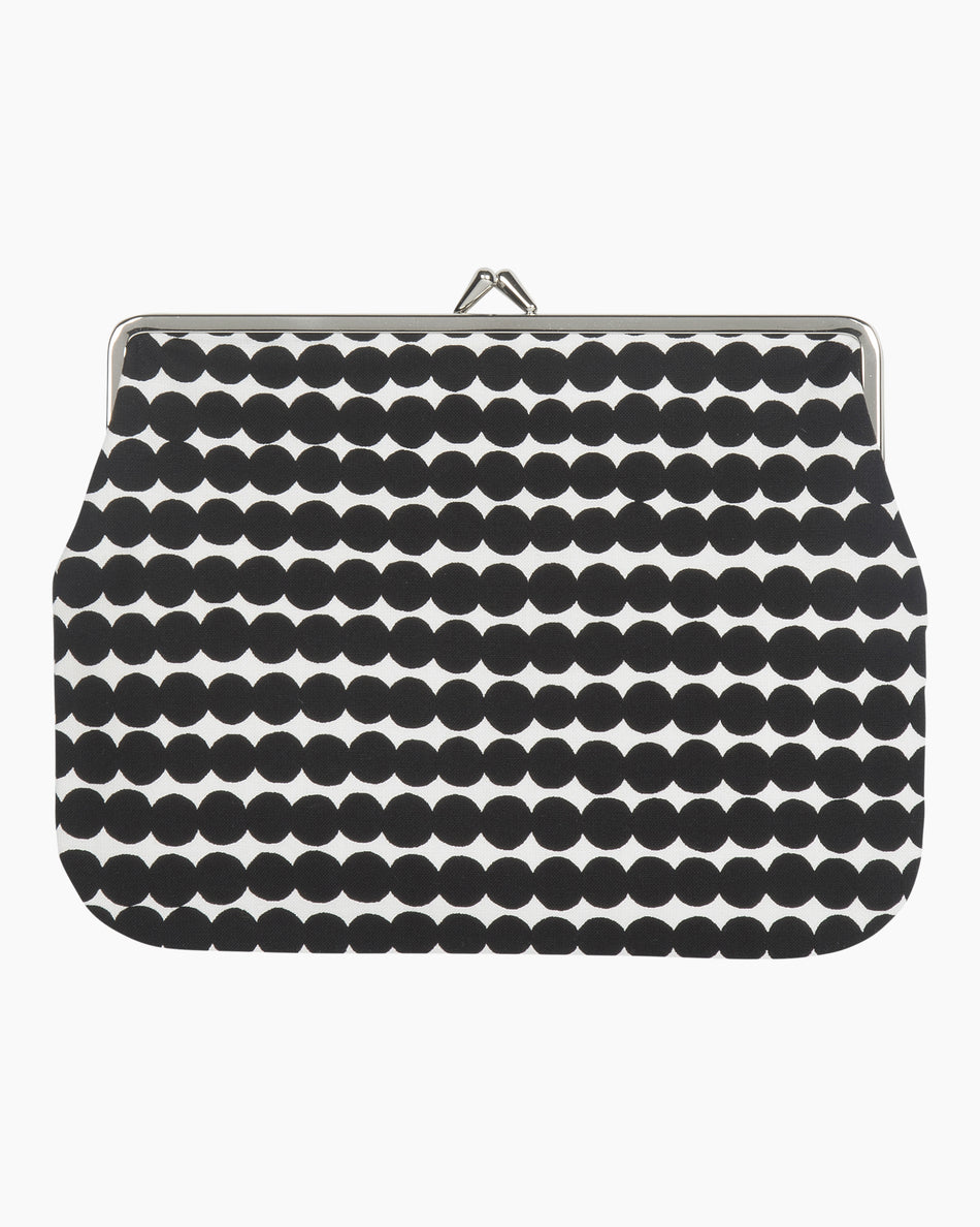 Valokuva tuotteesta Kukkaro Marimekko Puolikas Räsymatto mustavalkoinen, kuuluu tuoteryhmään Laukut asut asusteet.