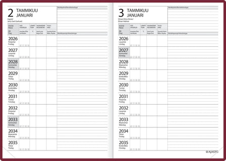 10 vuoden kalenteri/10 årskalendern, kupari 2026–2035