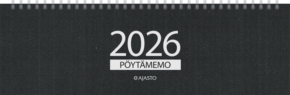 Valokuva tuotteesta Pöytämemo, musta 2026, kuuluu tuoteryhmään Tasku- ja pöytäkalenterit.