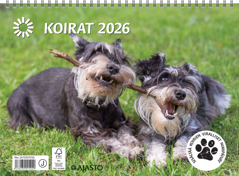 Valokuva tuotteesta Koirat 2026, kuuluu tuoteryhmään Seinäkalenterit.