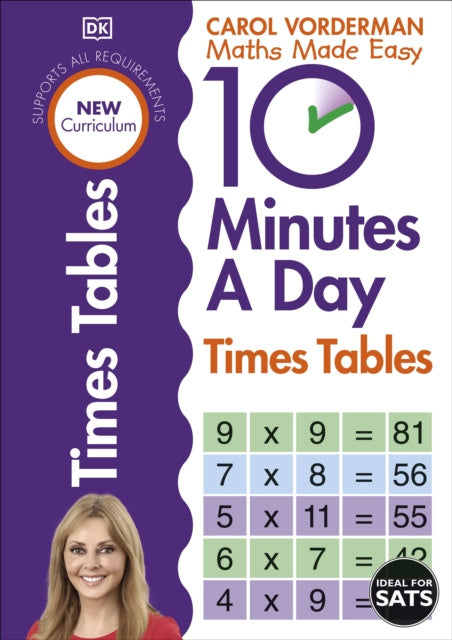 Valokuva kirjasta Carol Vorderman 10 Minutes A Day Times Tables, Ages 9-11 (Key Stage 2), kuuluu tuoteryhmään Ulkomaiset pokkarit.