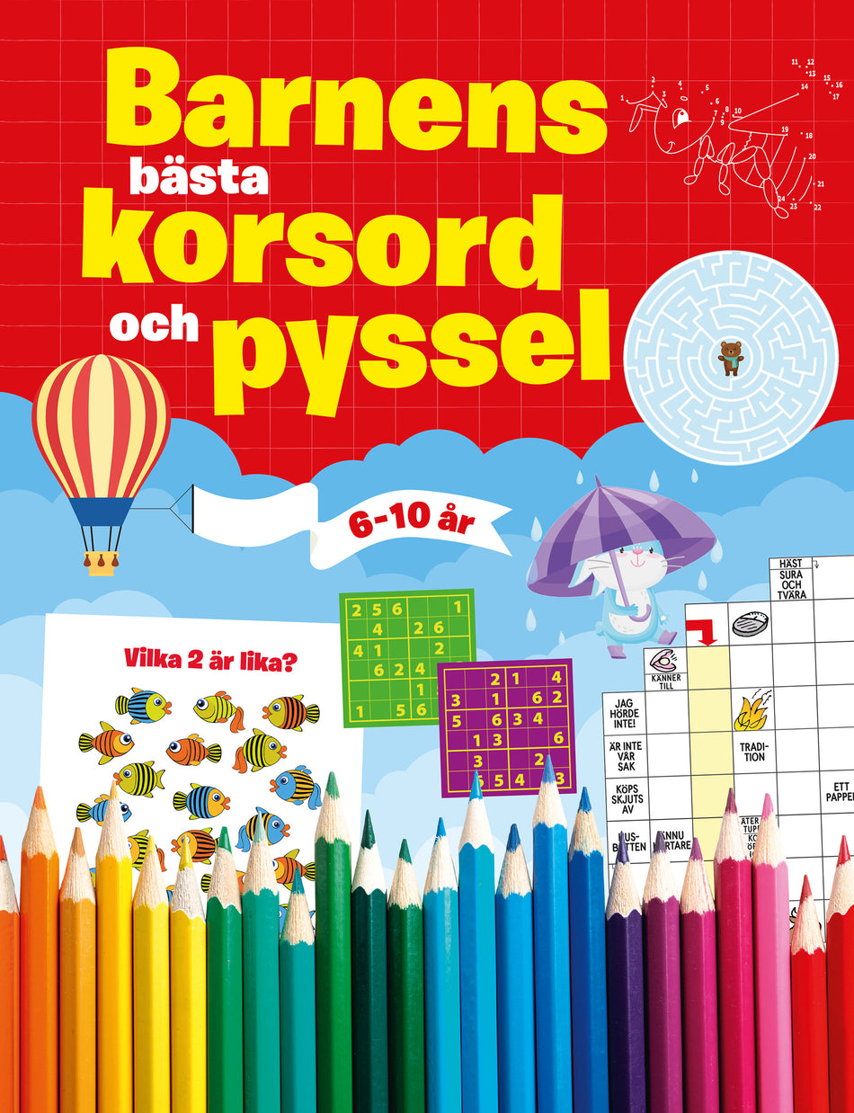 Valokuva kirjasta  Barnens bästa korsord och pyssel, kuuluu tuoteryhmään Ruots lapset nuoret ja sarjakuvat.