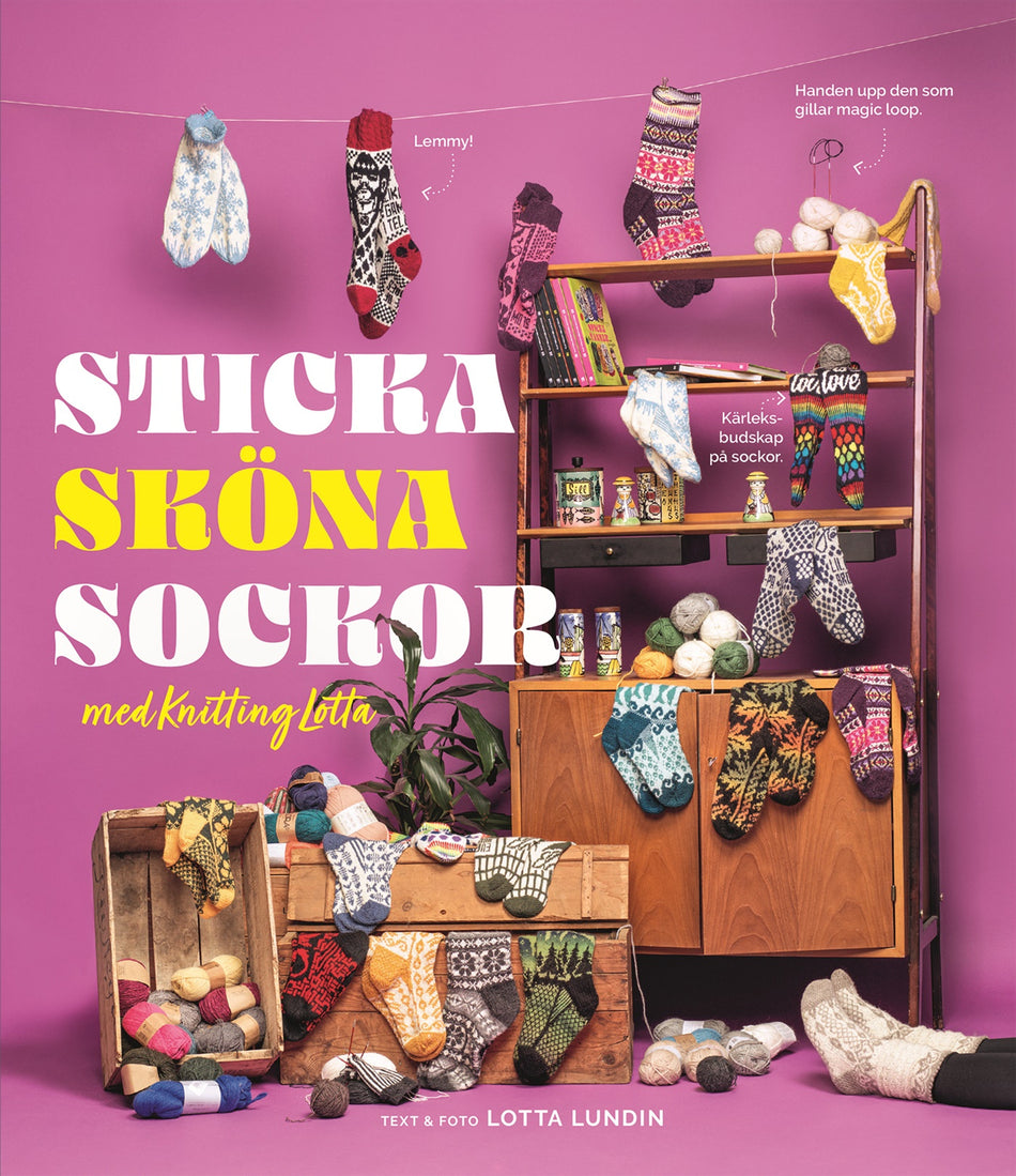Valokuva kirjasta Lotta Lundin Sticka sköna sockor med Knitting Lotta, kuuluu tuoteryhmään Ruots harrasteet taide.