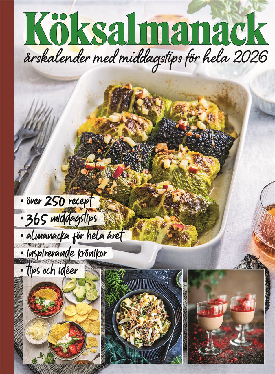 Valokuva kirjasta N/A Köksalmanack 2026, kuuluu tuoteryhmään Ruots harrasteet taide.
