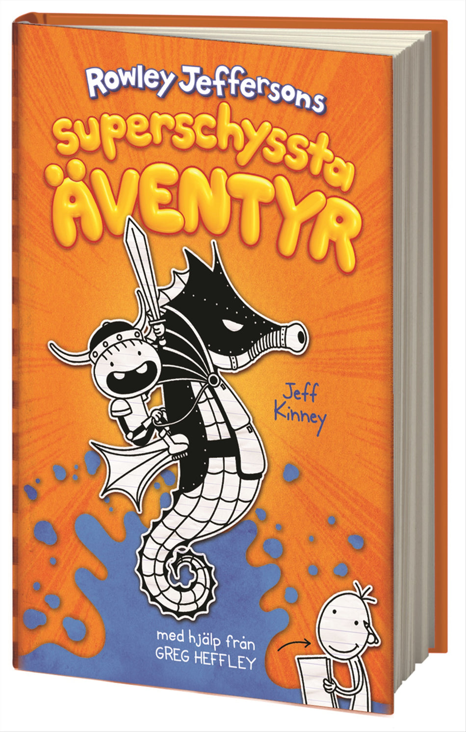 Valokuva kirjasta Jeff Kinney Rowley Jeffersons superschyssta äventyr, kuuluu tuoteryhmään Ruots lapset nuoret ja sarjakuvat.