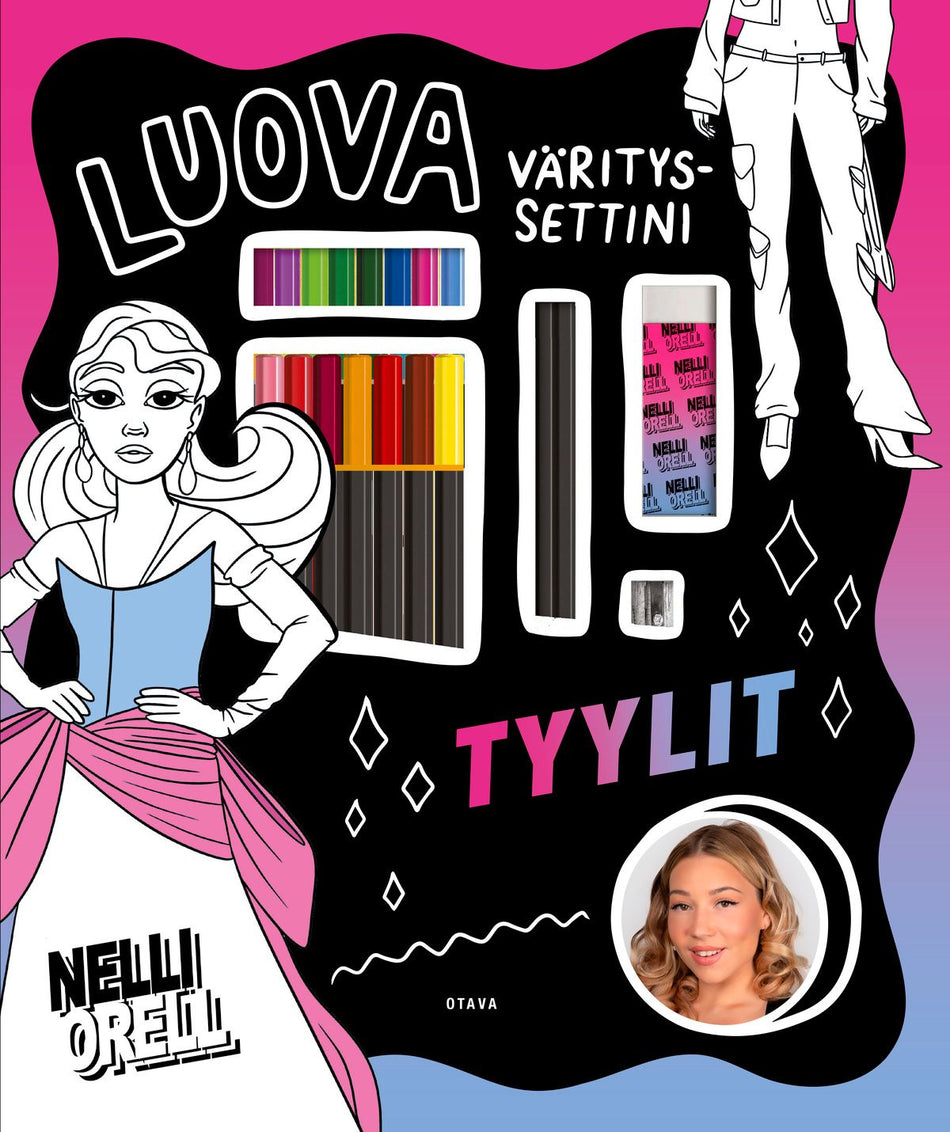 Valokuva kirjasta Nelli Orell Luova värityssettini, Tyylit, kuuluu tuoteryhmään Väritys-puuhakirjat.