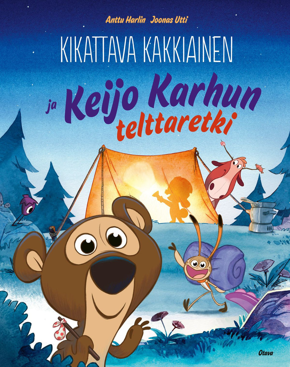 Valokuva kirjasta Anttu Harlin / Joonas Utti Kikattava Kakkiainen ja Keijo Karhun telttaretki, kuuluu tuoteryhmään Lasten kuvakirjat.