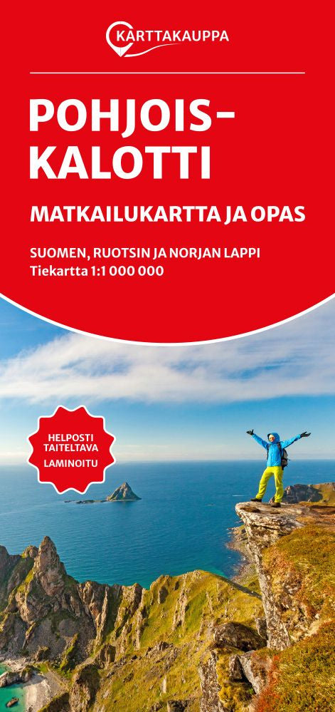 Valokuva kirjasta Aino Wuolijoki Pohjoiskalotti Matkailukartta ja opas - Northern Scandinavia Nordkapp Travel Map and Guide 1:1 000 000, kuuluu tuoteryhmään Tie- ja opaskartat.