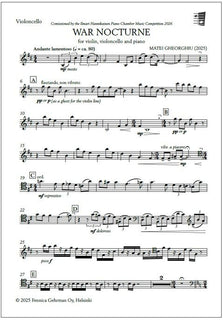 War Nocturne for violin, violoncello and piano - Score (piano) & parts