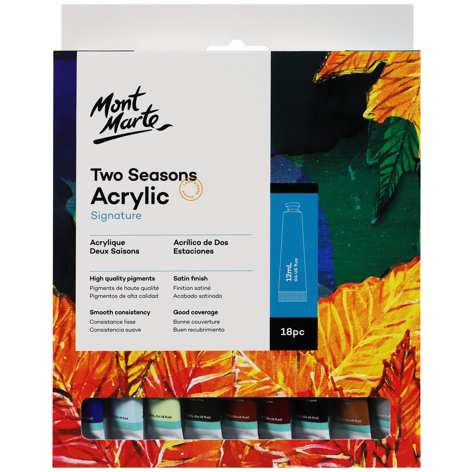 Valokuva tuotteesta Akryyliväri 18x12ml, Mont Marte Two Seasons, kuuluu tuoteryhmään Taidetarvikkeet.
