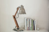 silver lamp on a white table