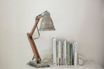 silver lamp on a white table