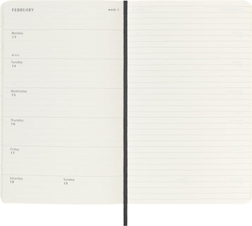 Viikkokalenteri Moleskine 12 kk 2023 pehmeäkantinen Large musta