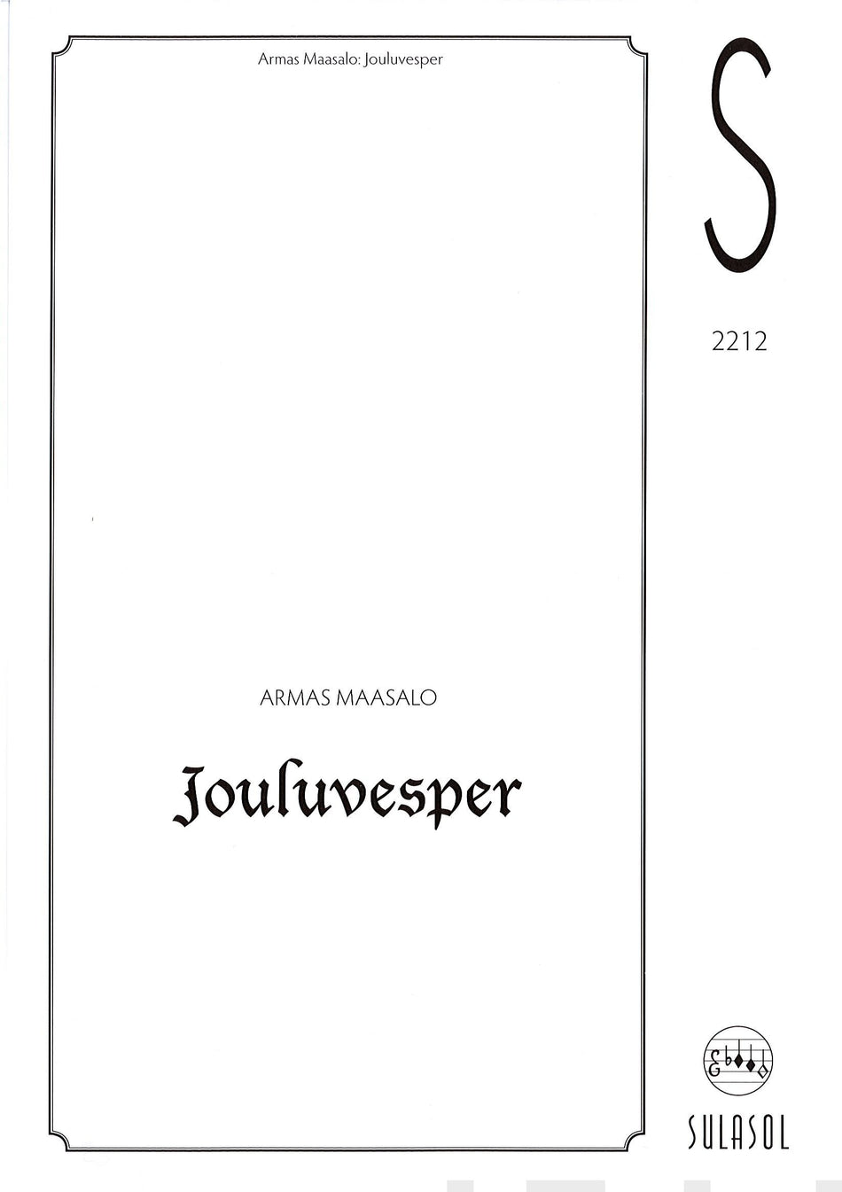 Valokuva kirjasta Armas Maasalo Jouluvesper, kuuluu tuoteryhmään Musiikki.