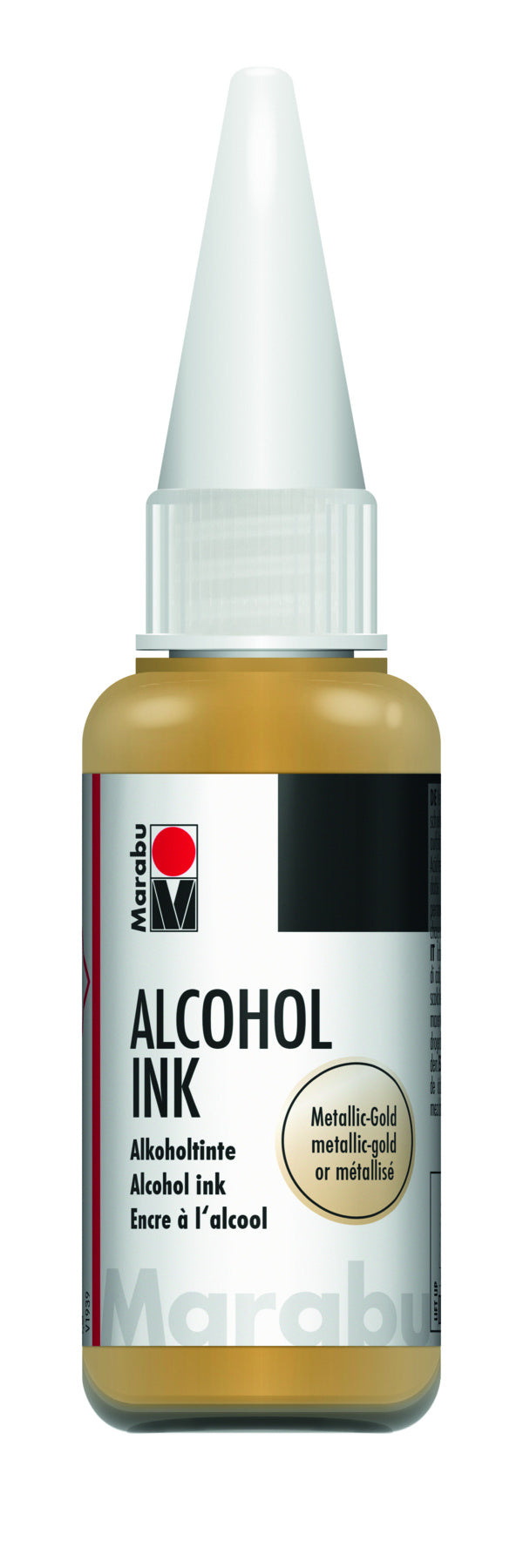 Valokuva tuotteesta Alkoholimuste 20ml kulta, Marabu Alcohol ink 784 metallic gold, kuuluu tuoteryhmään Taidetarvikkeet.