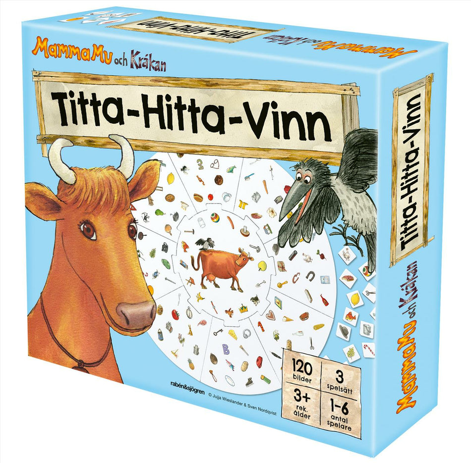 Valokuva kirjasta Jujja Wieslander Titta, hitta, vinn med Mamma Mu och Kråkan, kuuluu tuoteryhmään Ruots lapset nuoret ja sarjakuvat.