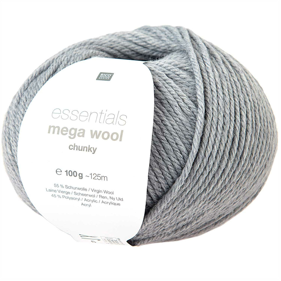 Valokuva tuotteesta Lanka Mega Wool Chunky 100g light grey harmaa Rico Design, kuuluu tuoteryhmään Käsityötarvikkeet.