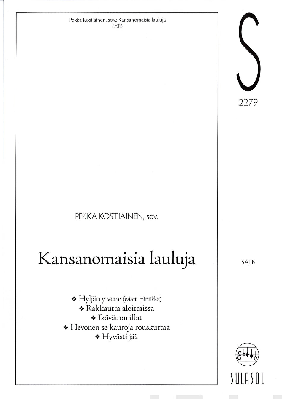 Valokuva kirjasta  Kansanomaisia lauluja, kuuluu tuoteryhmään Musiikki.