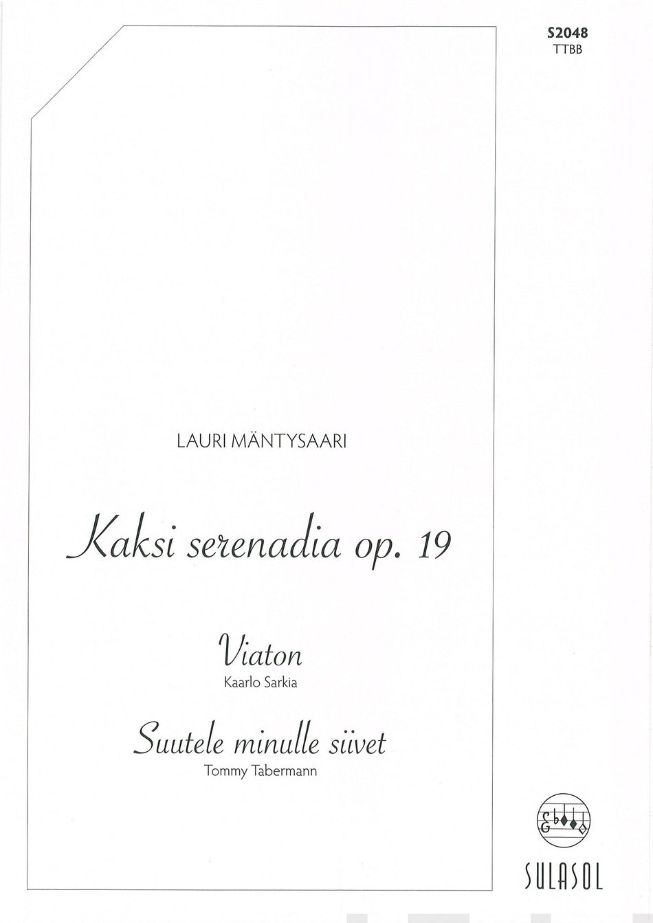 Valokuva kirjasta  Kaksi serenadia op. 19, kuuluu tuoteryhmään Musiikki.