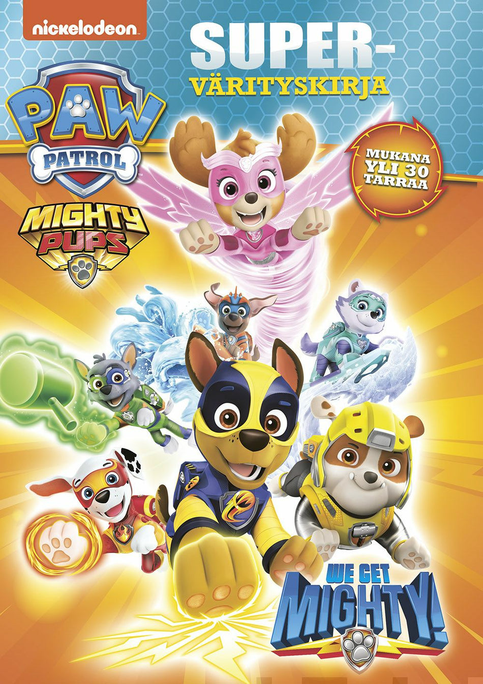 Valokuva kirjasta  Ryhmä Hau - Paw Patrol Mighty Pups Supervärityskirja, kuuluu tuoteryhmään Väritys-puuhakirjat.
