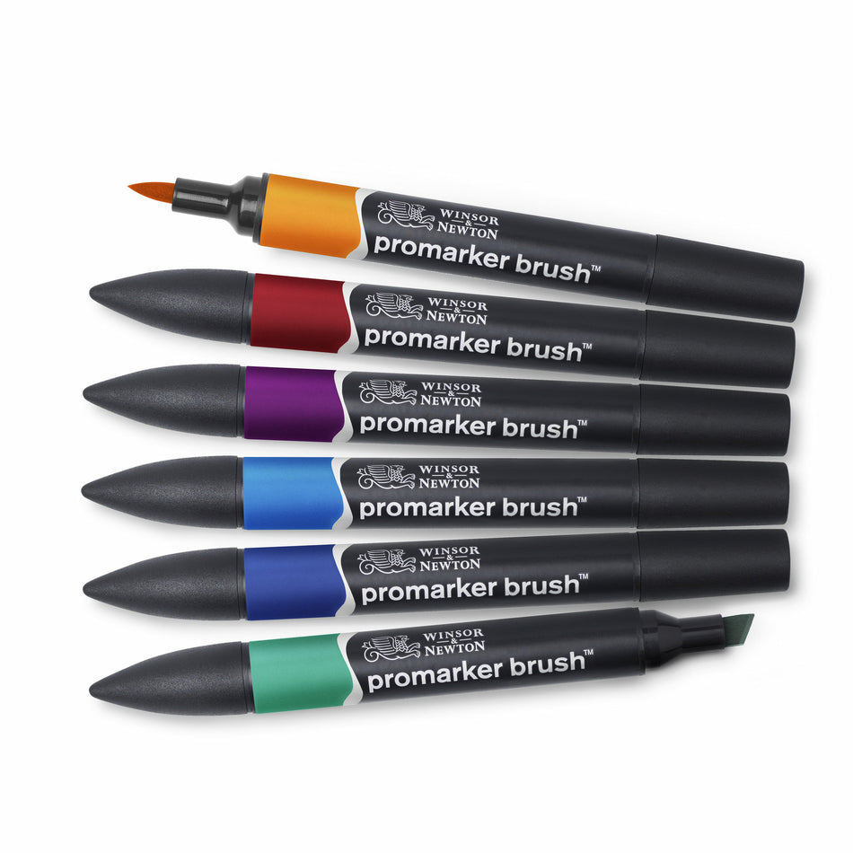 Valokuva tuotteesta Sivellintussi Brush Promarker 6 väriä Rich Tones W&amp;N, kuuluu tuoteryhmään Taidetarvikkeet.