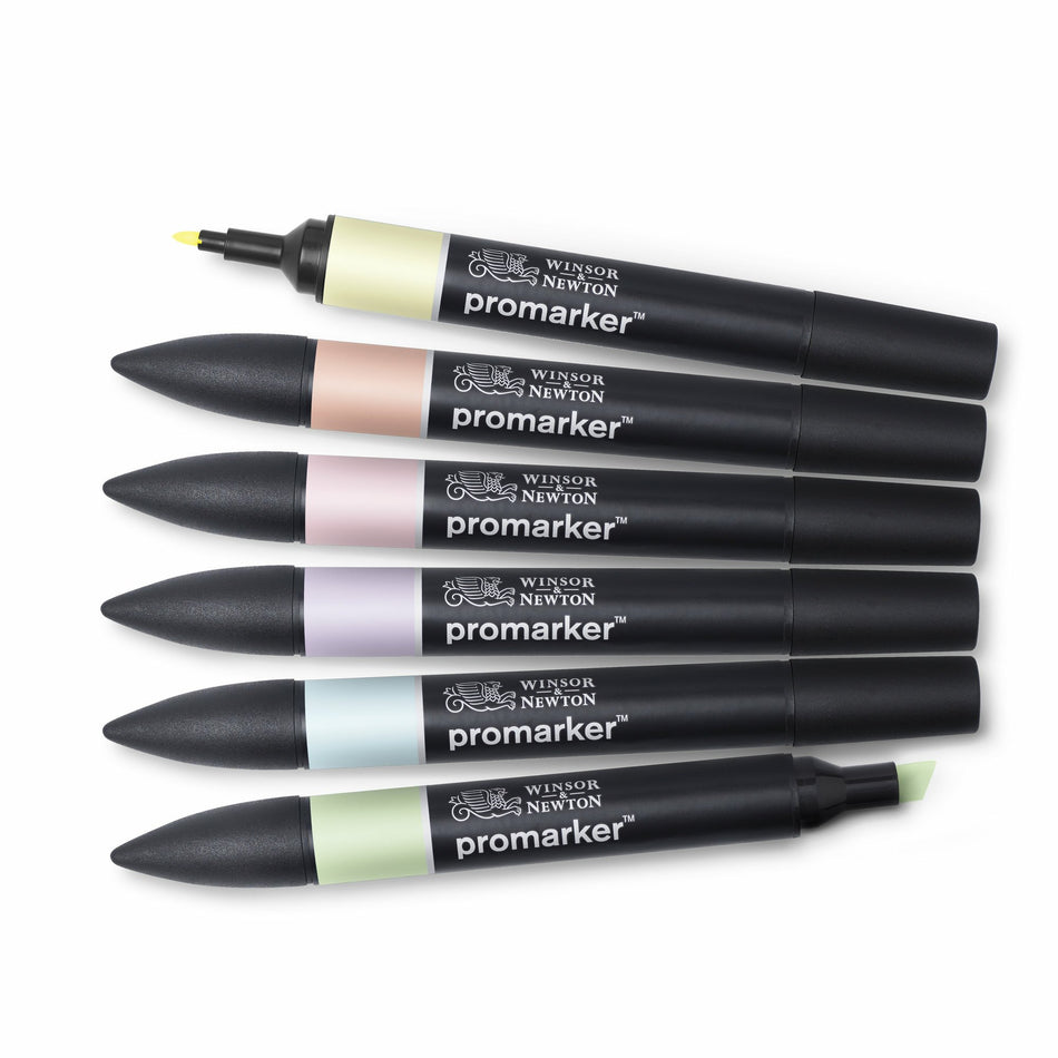 Valokuva tuotteesta Huopakynä Promarker 6 väriä Pastel Tones W&amp;N, kuuluu tuoteryhmään Taidetarvikkeet.