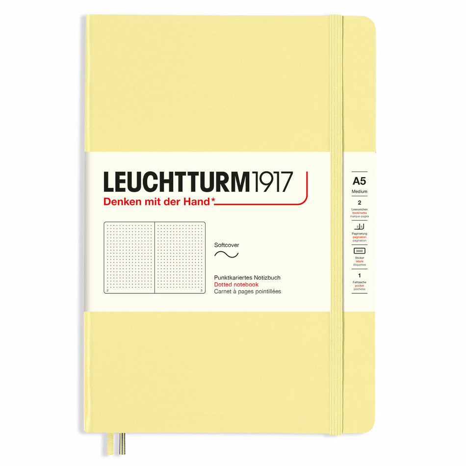 Valokuva tuotteesta Muistikirja A5 Leuchtturm1917 Soft Dotted Vanilla, pehmeäkantinen pistesivut, kuuluu tuoteryhmään Muistikirjat.