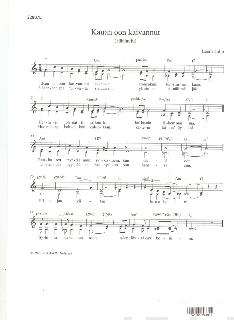 Valokuva kirjasta Leena Julin Kauan oon kaivannut (Häälaulu), kuuluu tuoteryhmään Musiikki.