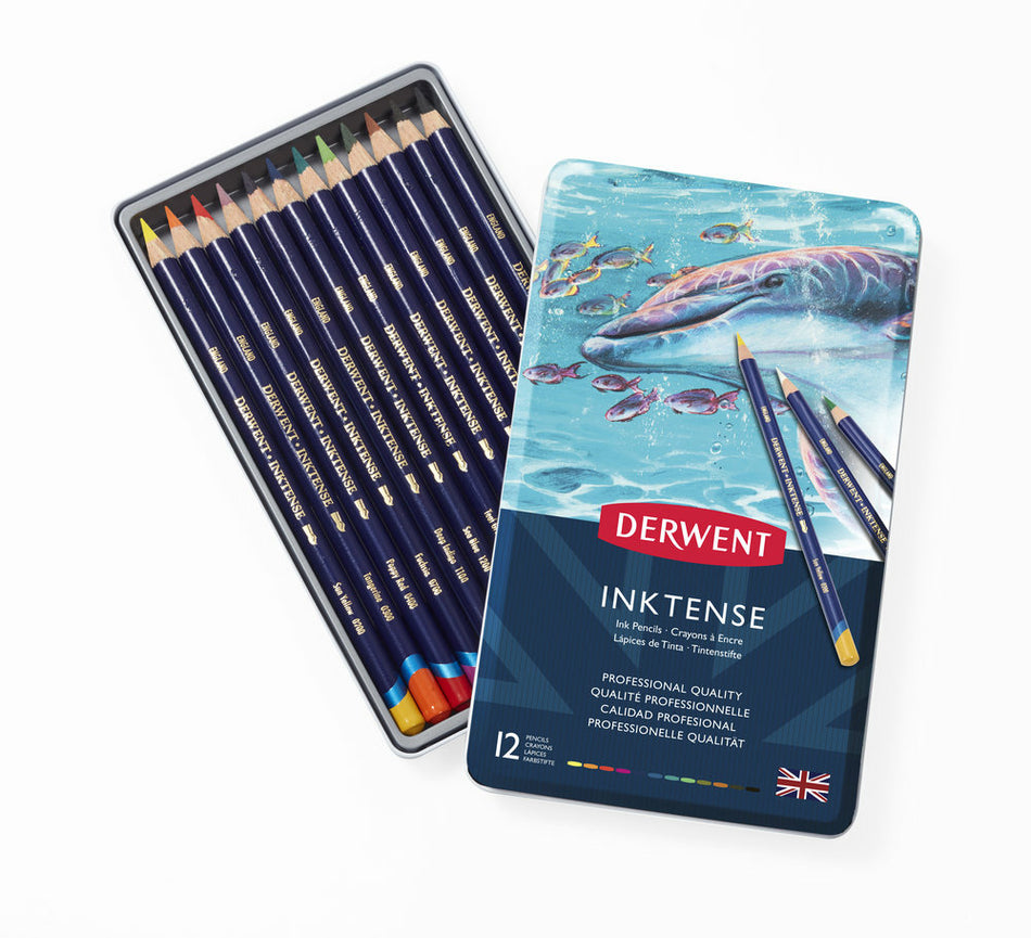 Valokuva tuotteesta Värikynä 12 väriä Derwent Inktense, kuuluu tuoteryhmään Taidetarvikkeet.