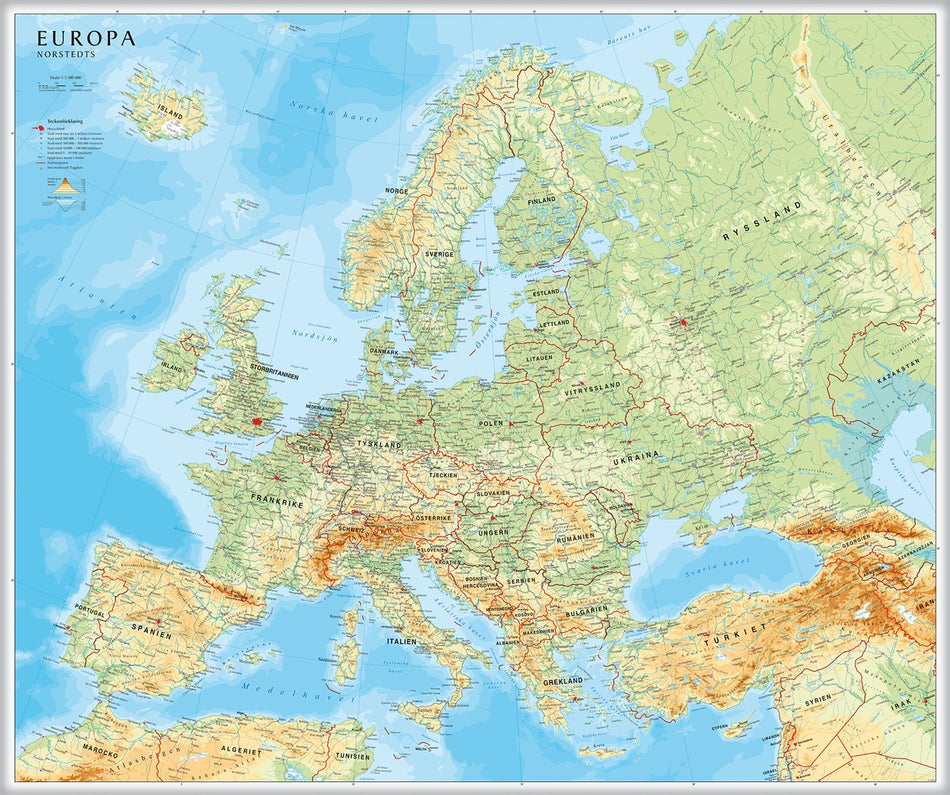 Valokuva kirjasta  Europa väggkarta Norstedts 1:5.5 milj i tub : 1:5,5milj, kuuluu tuoteryhmään Ruots muu tieto.