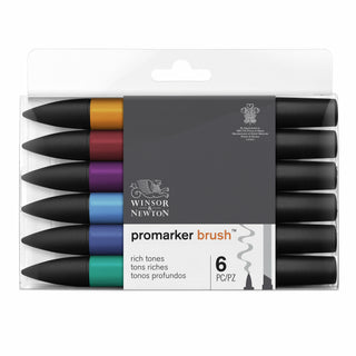 Sivellintussi Brush Promarker 6 väriä Rich Tones W&N