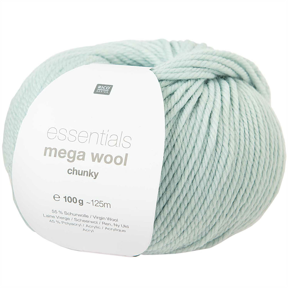 Valokuva tuotteesta Lanka Mega Wool Chunky 100g mint mintunvihreä Rico Design, kuuluu tuoteryhmään Käsityötarvikkeet.