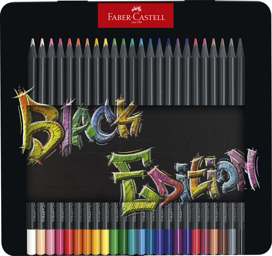 Valokuva tuotteesta Puuvärikynä 24 kpl Black Edition Faber-Castell, kuuluu tuoteryhmään Lasten piirustustarvikkeet.